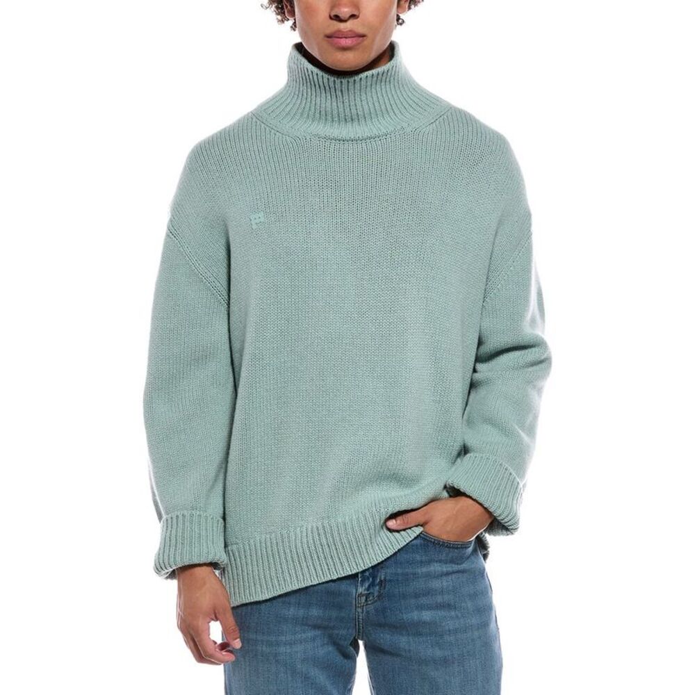Pangaia Mens  Cashmere & Wool-Blend Turtleneck Sweater, Blue